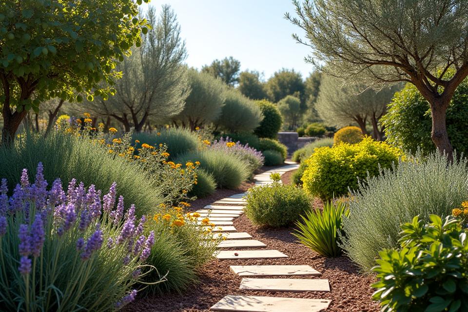 Jardín sostenible con plantas autóctonas en Barcelona